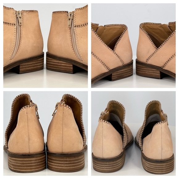 Lucky Brand Booties Beige Leather Ankle Boots Western Cowgirl Boho Cottage 6.5 - Picture 12 of 17